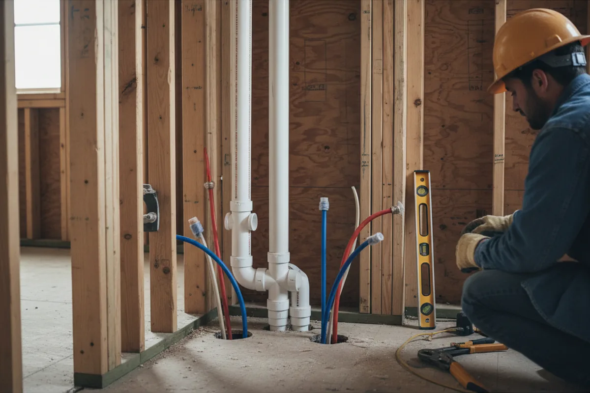 Drain and supply rough-in during Sump Pump Repair in Taneytown